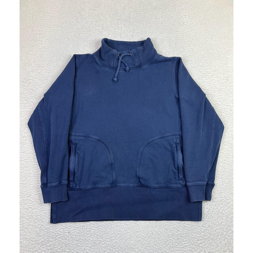 Duluth Trading Co Mens Medium Blue Pullover Sweatshirt Drawstring Collar Pockets